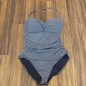 Diamond-Print Size 12 One-Piece Swimsuit